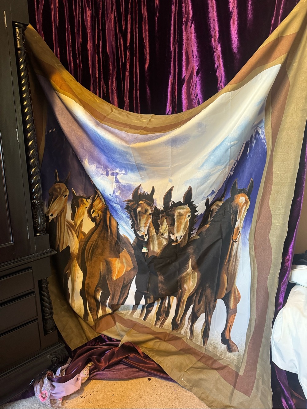 Horse Print Shower Curtain Or Wall Flag